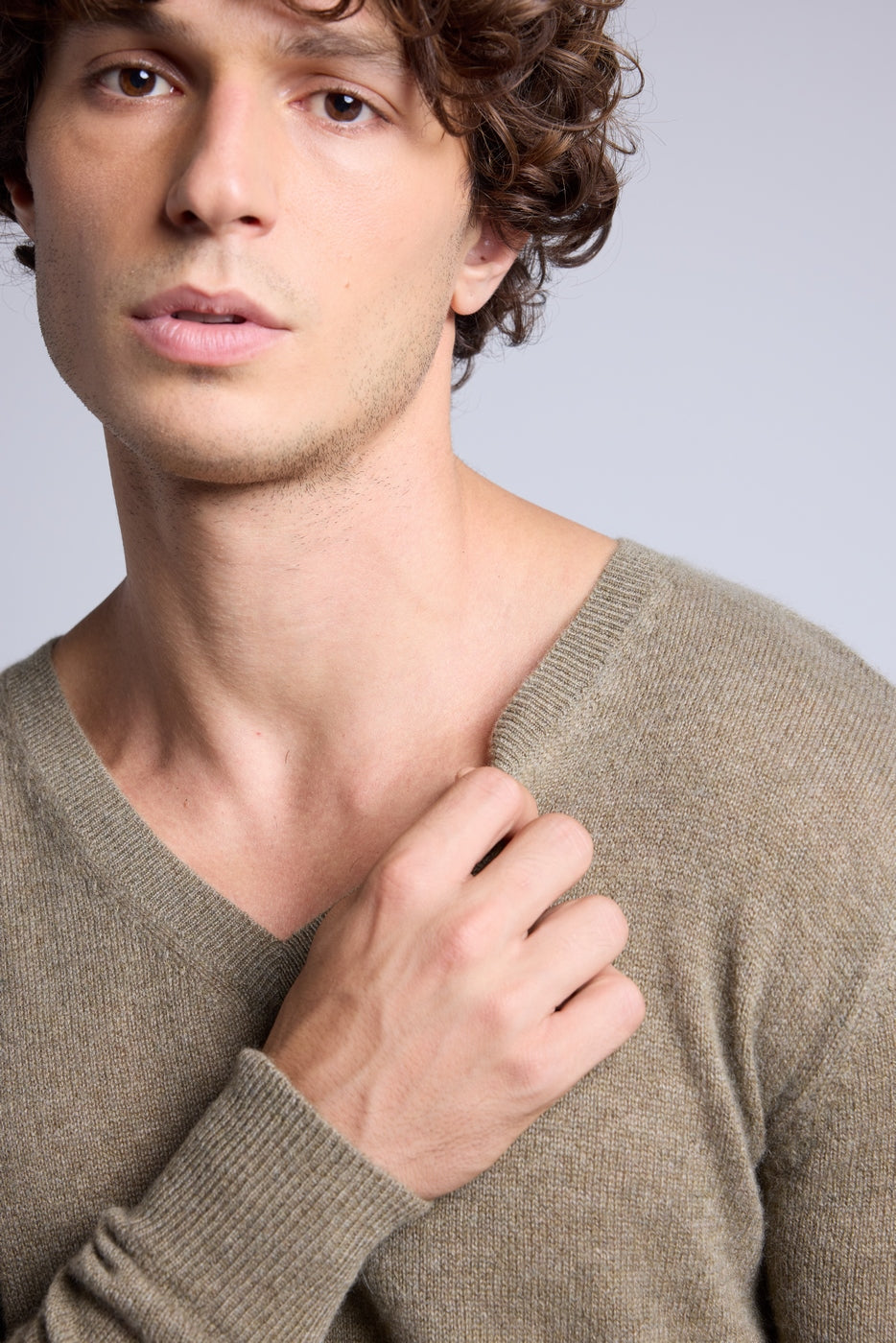 Pull Col V Alex - Vert Khaki - Homme