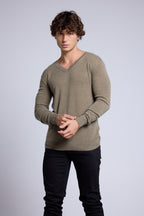 Pull Col V Alex - Vert Khaki - Homme