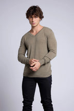 Pull Col V Alex - Vert Khaki - Homme