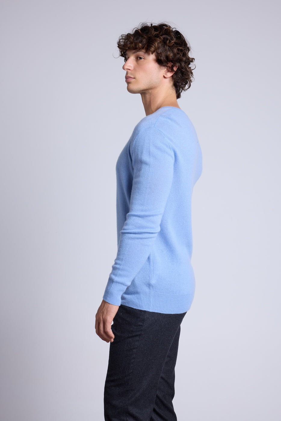 Jersey de cuello en V Alex - Azul cielo - Hombre