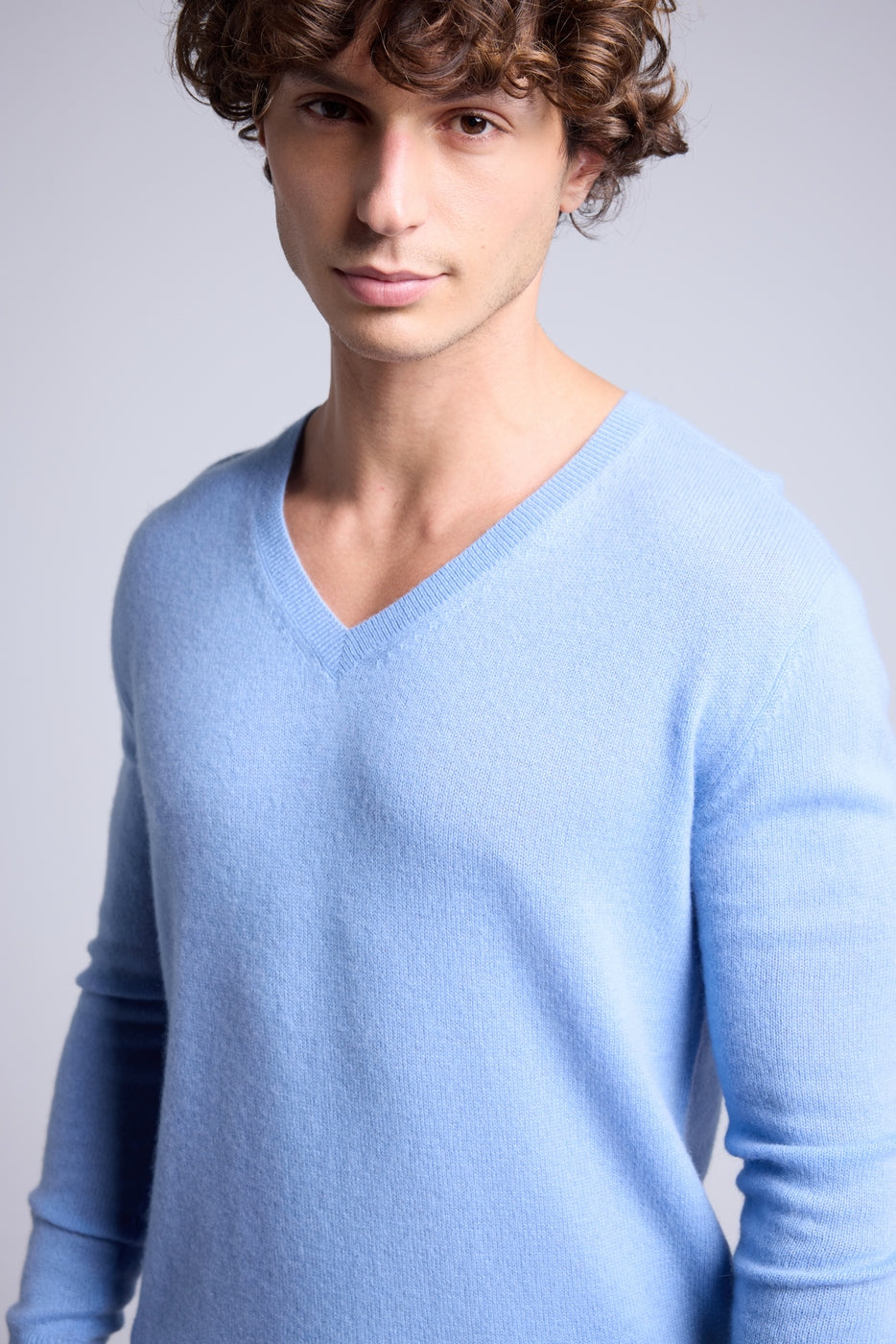 Jersey de cuello en V Alex - Azul cielo - Hombre