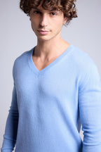 Jersey de cuello en V Alex - Azul cielo - Hombre