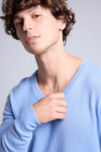 Jersey de cuello en V Alex - Azul cielo - Hombre