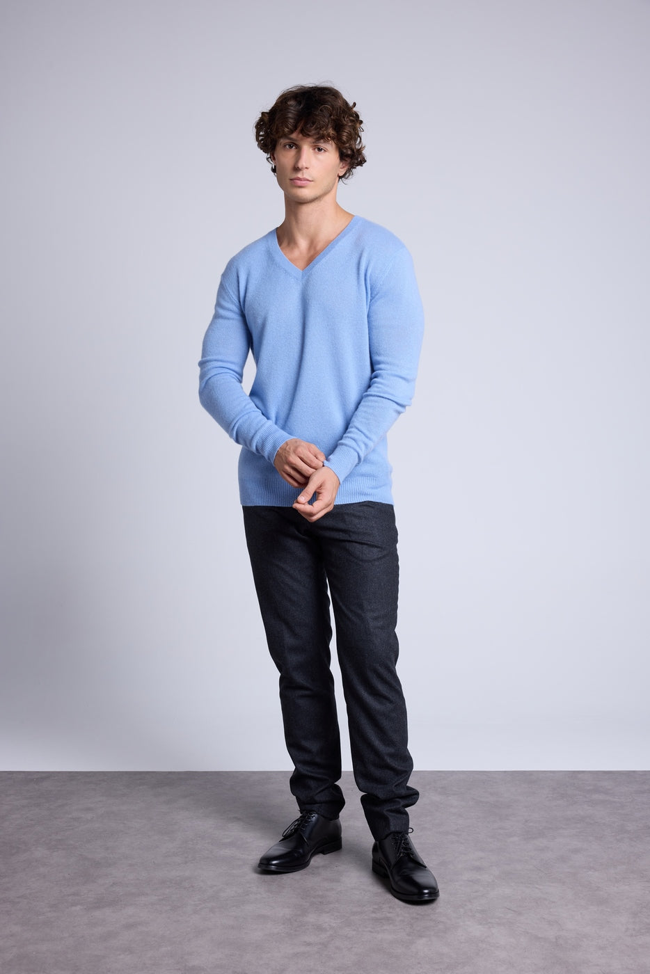 Jersey de cuello en V Alex - Azul cielo - Hombre