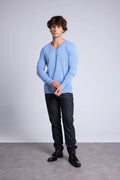 Jersey de cuello en V Alex - Azul cielo - Hombre