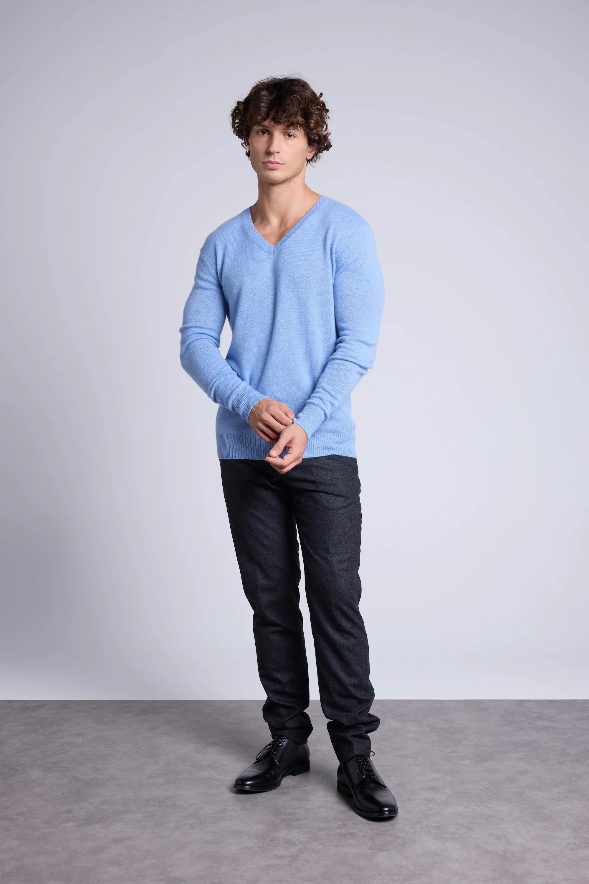 Jersey de cuello en V Alex - Azul cielo - Hombre