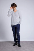 Jersey de cuello en V Alex - Gris claro - Hombre