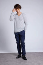 Jersey de cuello en V Alex - Gris claro - Hombre