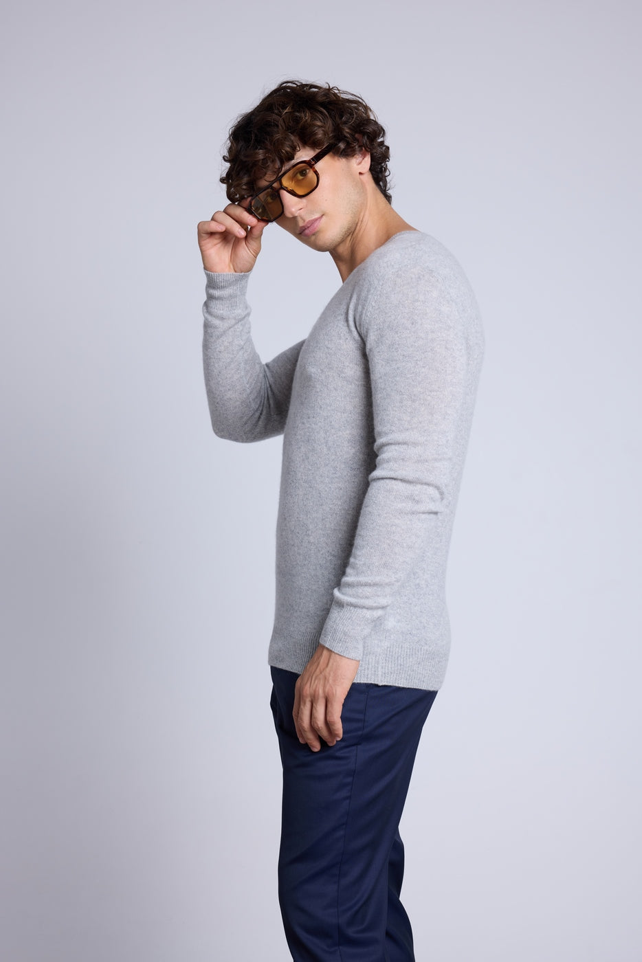 Jersey de cuello en V Alex - Gris claro - Hombre