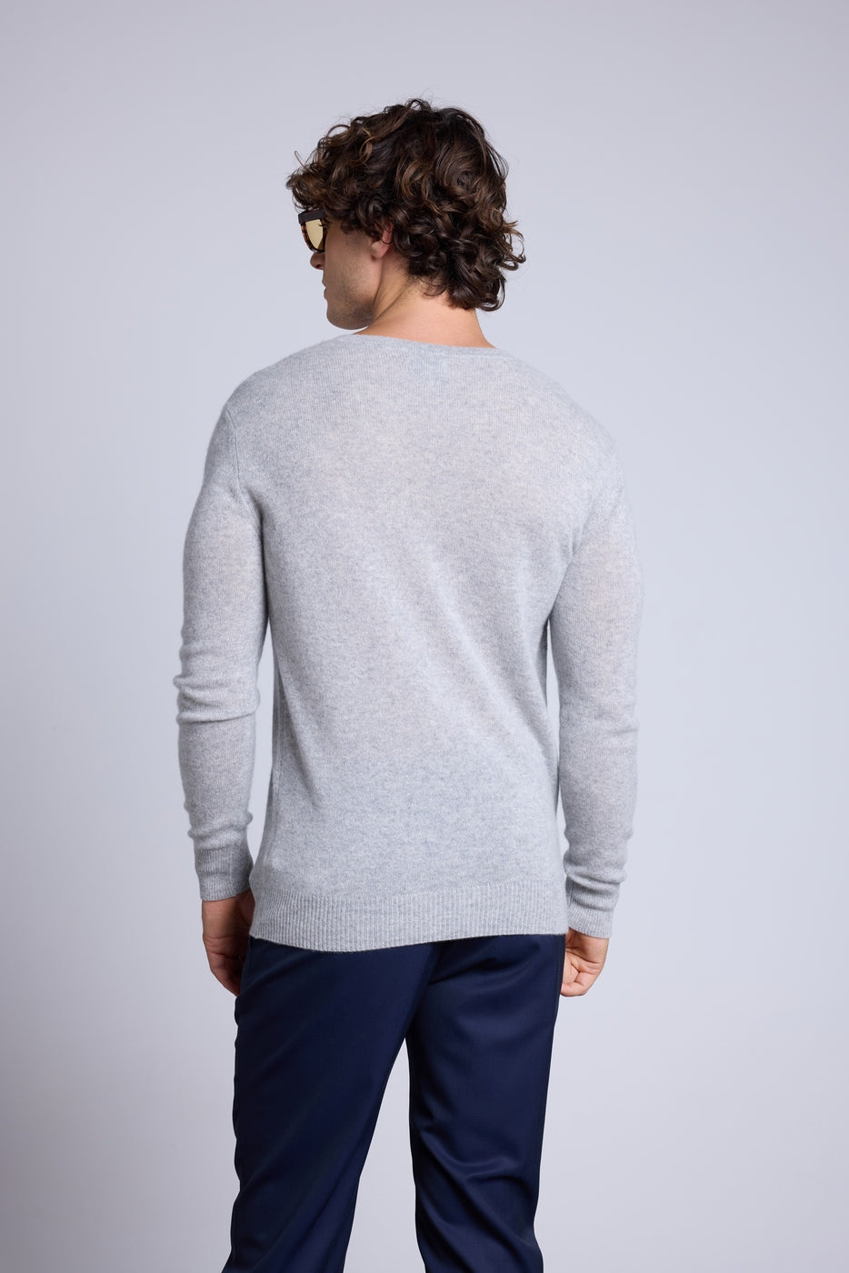 Jersey de cuello en V Alex - Gris claro - Hombre