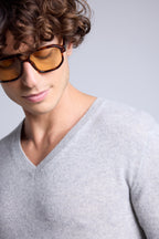 Jersey de cuello en V Alex - Gris claro - Hombre