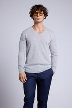 Jersey de cuello en V Alex - Gris claro - Hombre