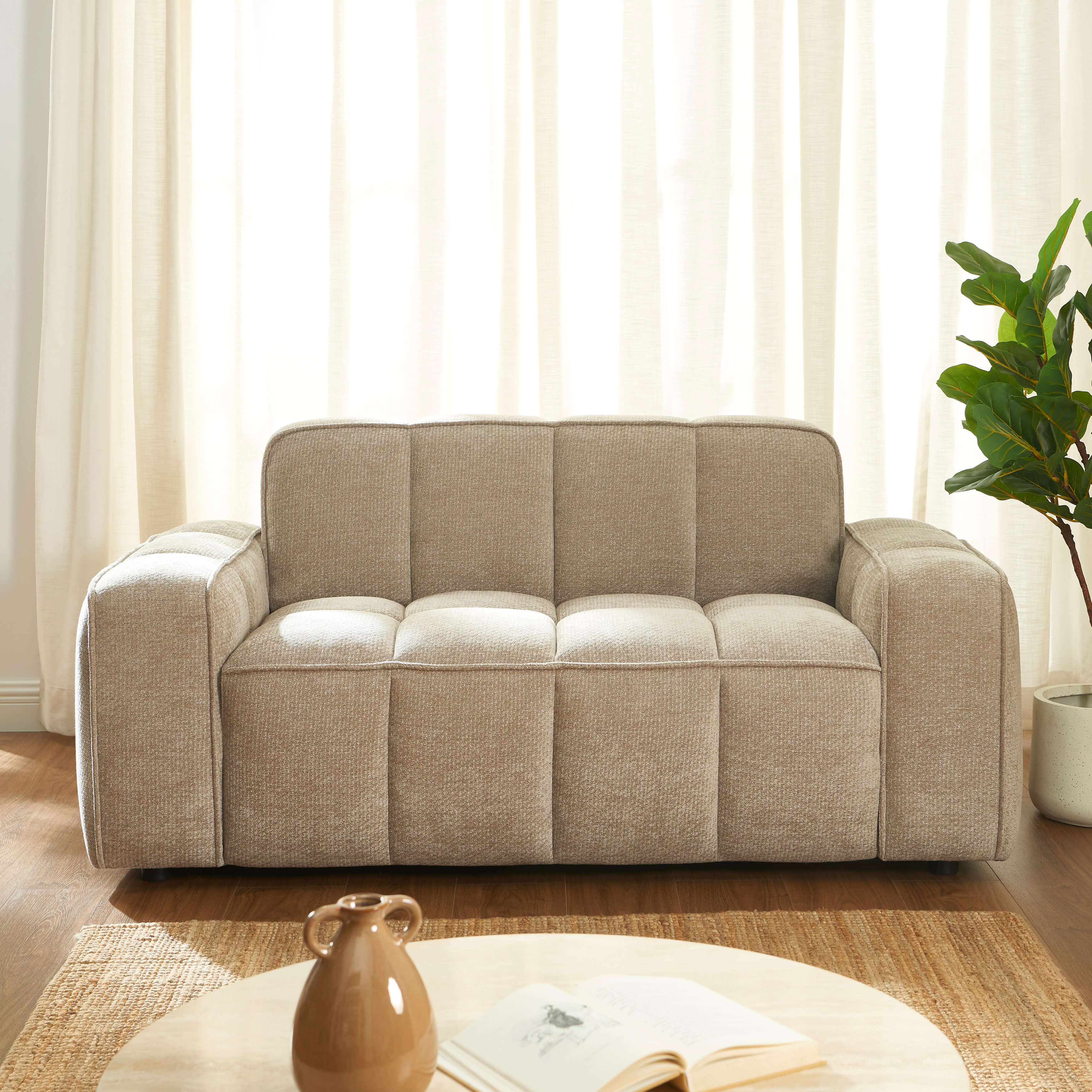 Alistair - Canapé 2 Places - Tissu Chenille - Beige
