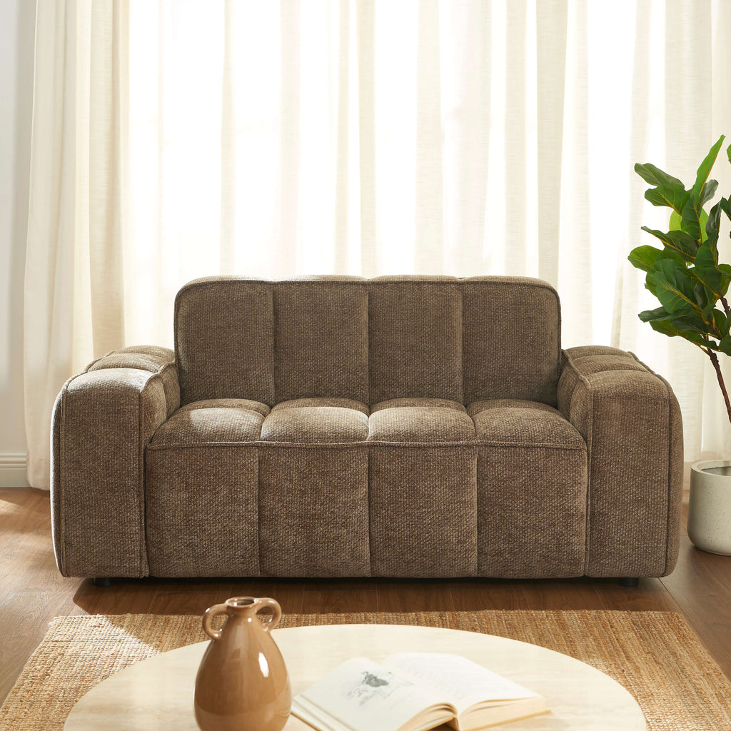 Alistair - Canapé 2 Places - Tissu Chenille - Marron