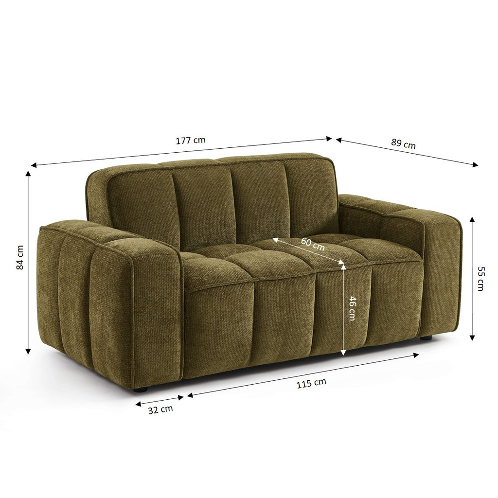 Alistair - Canapé 2 Places - Tissu Chenille - Vert