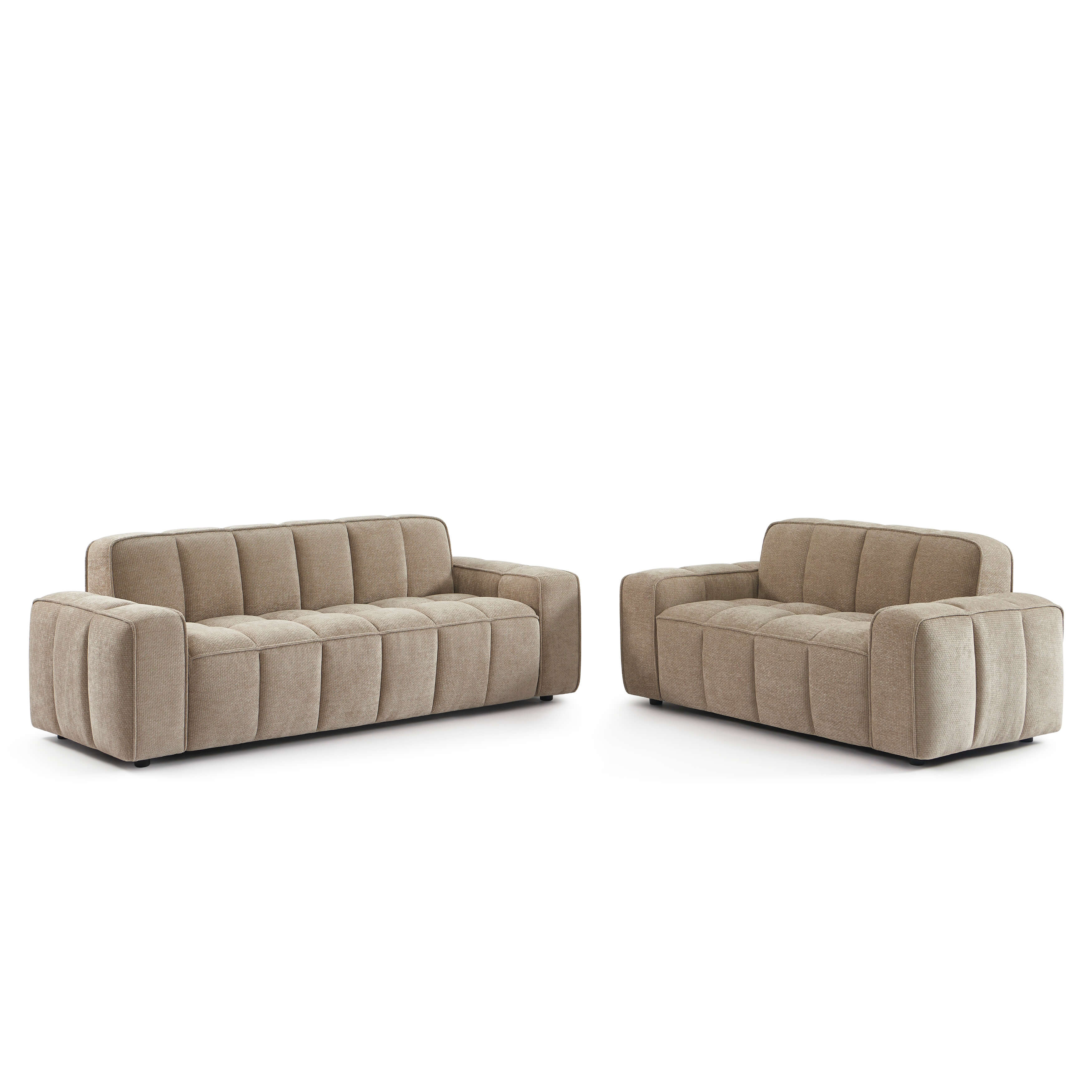 Alistair - Canapé 3 Places - Tissu Chenille - Beige