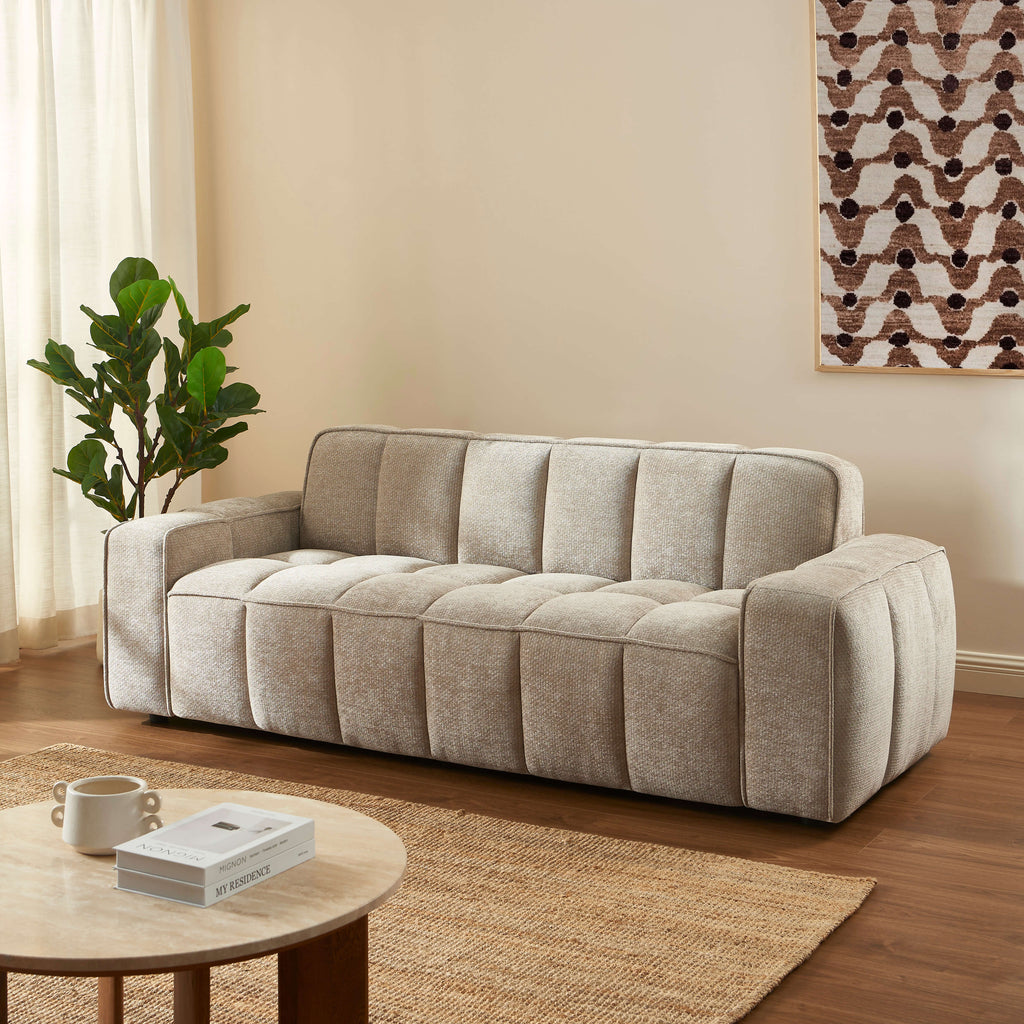 Alistair - Canapé 3 Places - Tissu Chenille - Beige