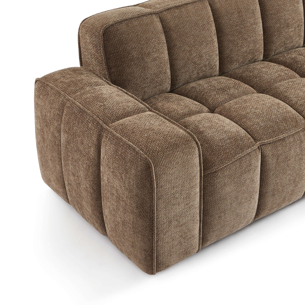 Alistair - Canapé 3 Places - Tissu Chenille - Marron