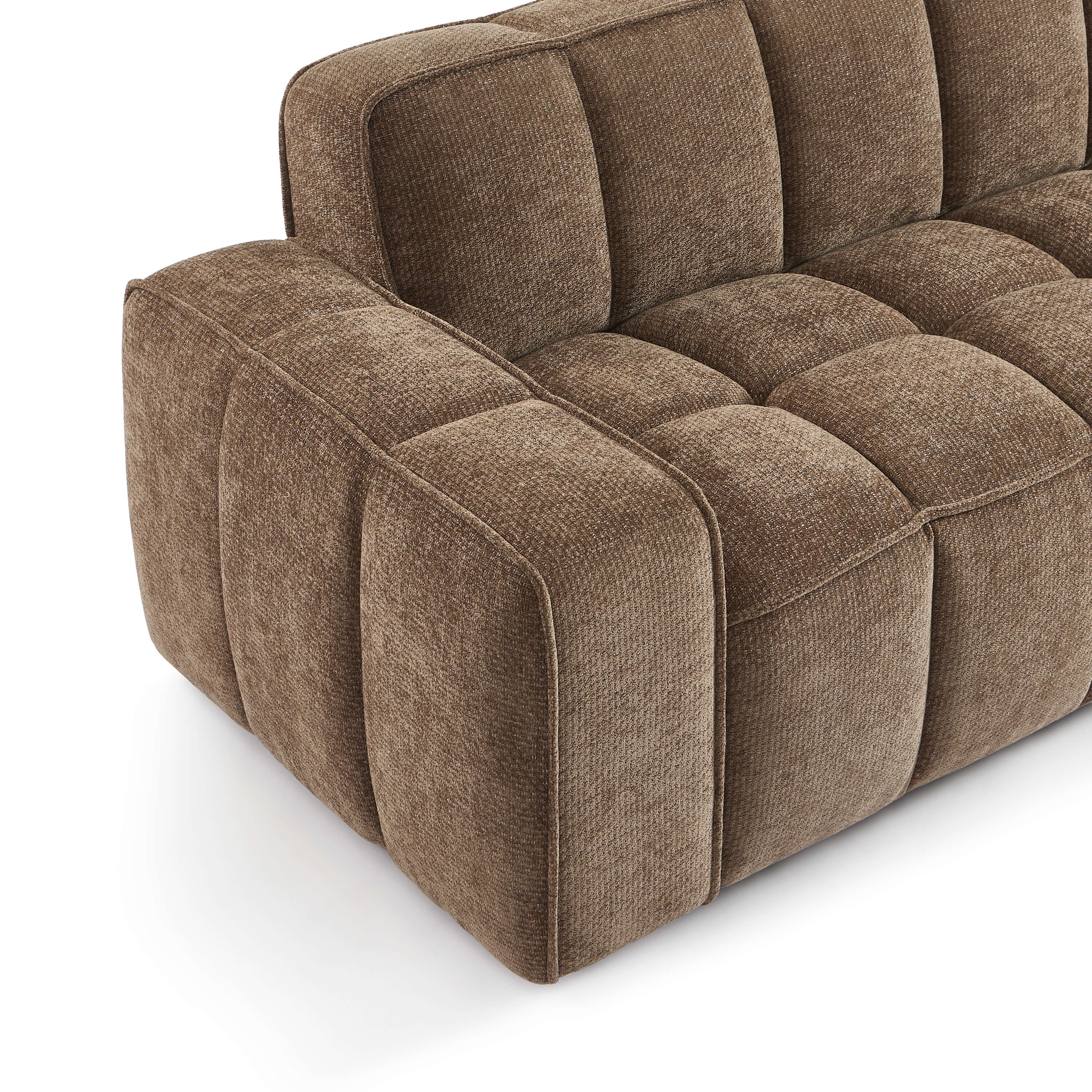 Alistair - Canapé 3 Places - Tissu Chenille - Marron