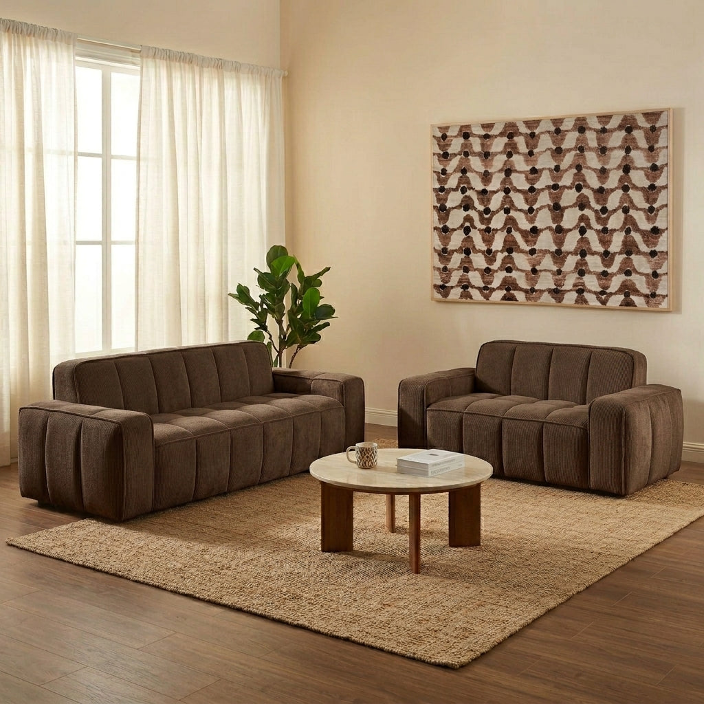Alistair - Canapé 2 Places - Tissu Chenille - Marron