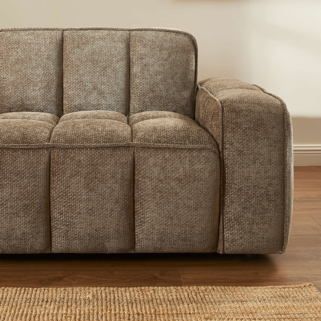 Alistair - Canapé 3 Places - Tissu Chenille - Marron