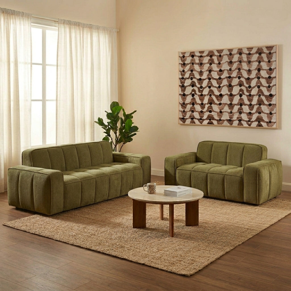 Alistair - Canapé 3 Places - Tissu Chenille - Vert