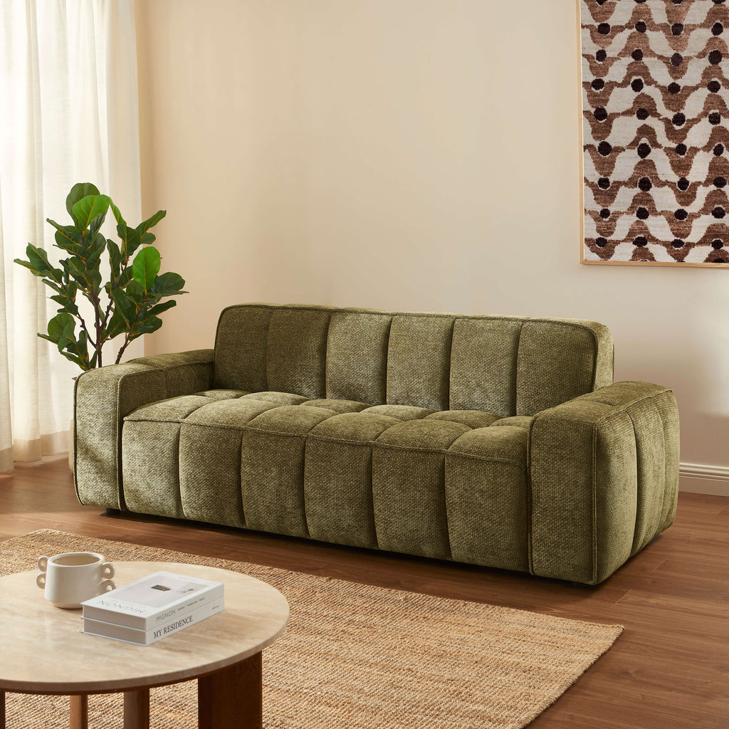 Alistair - Canapé 3 Places - Tissu Chenille - Vert