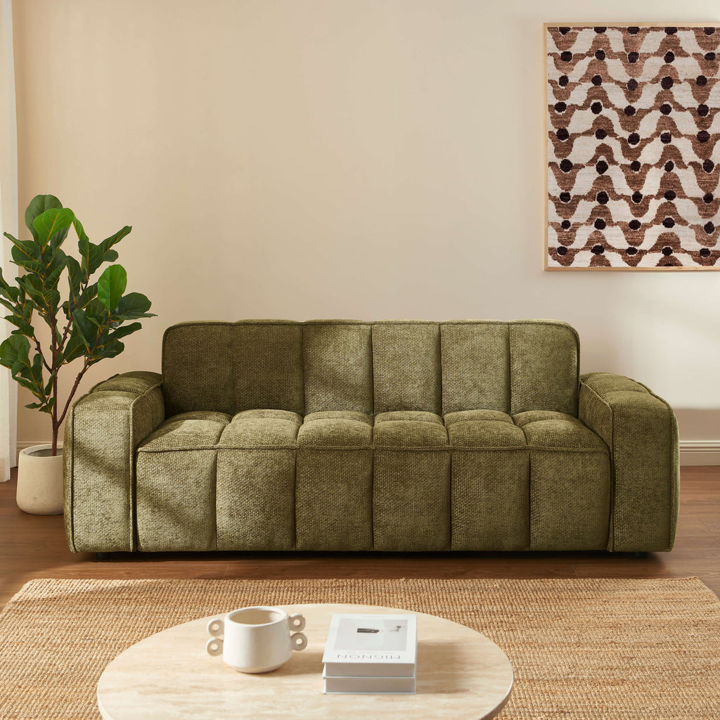 Alistair - Canapé 3 Places - Tissu Chenille - Vert