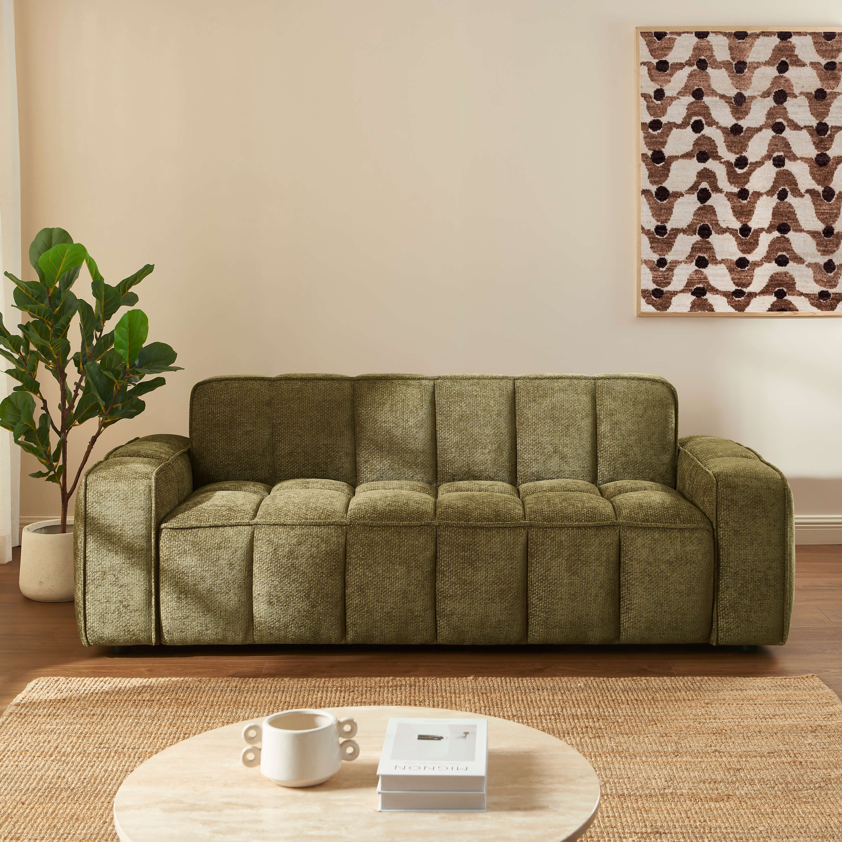 Alistair - Canapé 3 Places - Tissu Chenille - Vert