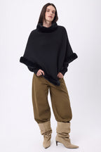Cape Avec Fourrure Alli - Noir - Femme