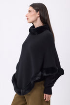 Cape Avec Fourrure Alli - Noir - Femme