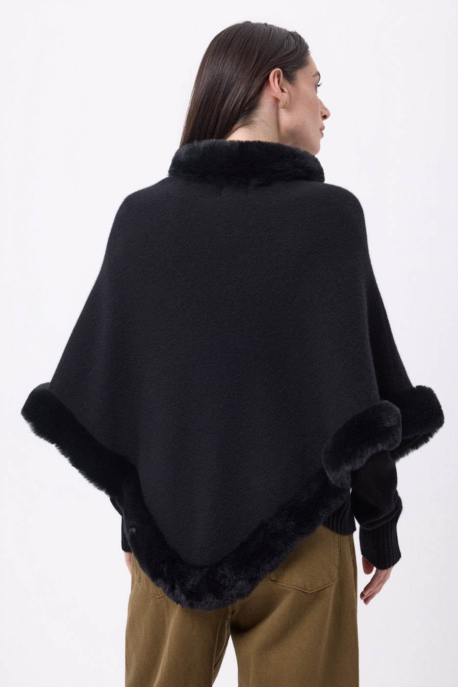 Cape Avec Fourrure Alli - Noir - Femme