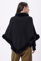 Cape Avec Fourrure Alli - Noir - Femme