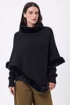 Cape Avec Fourrure Alli - Noir - Femme