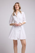 Mid-Long Sleeve Short Dress - White