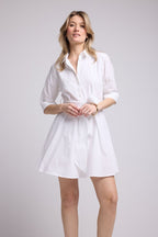 Mid-Long Sleeve Short Dress - White