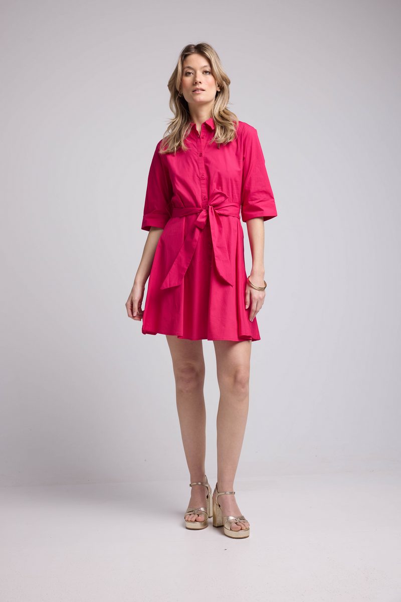 Robe Courte Manches Mi Longues - Rose