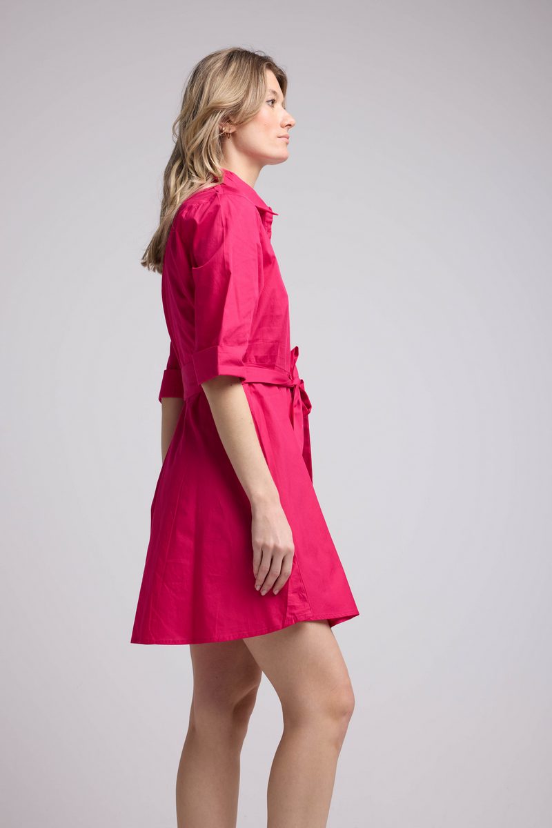 Robe Courte Manches Mi Longues - Rose