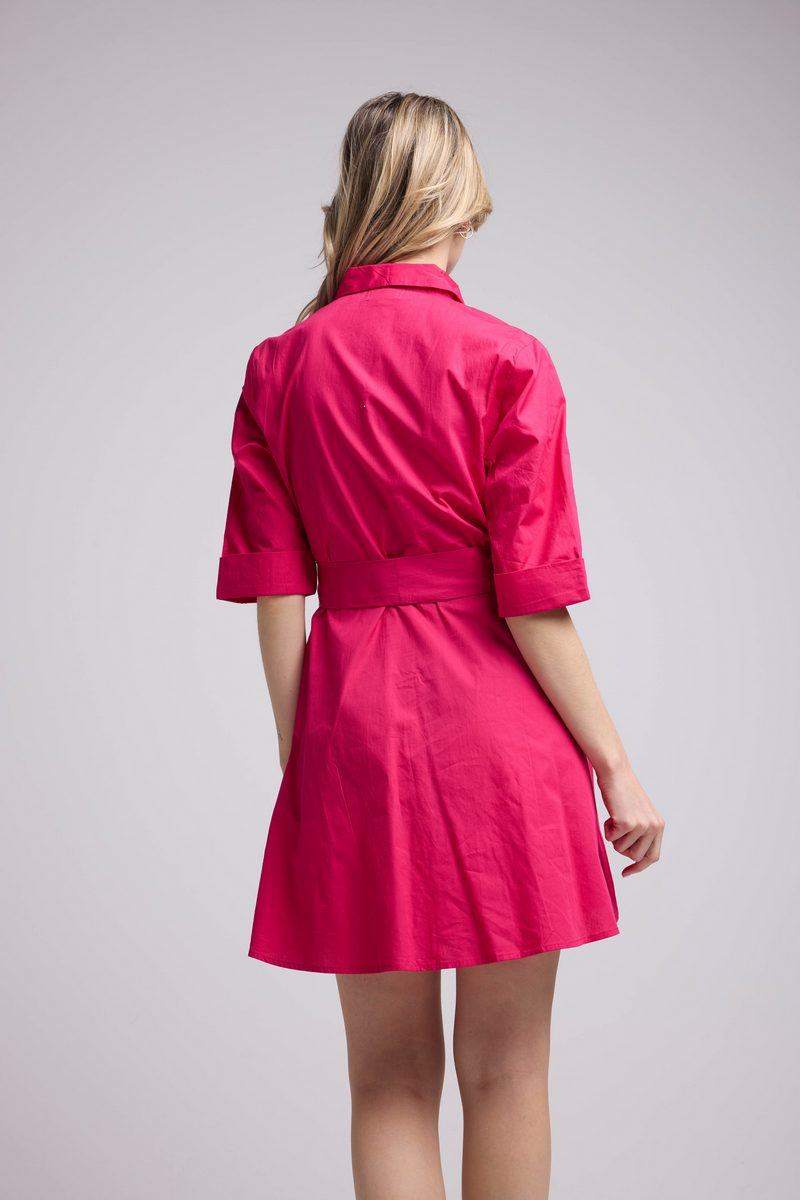 Robe Courte Manches Mi Longues - Rose