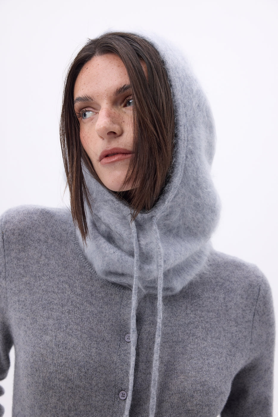Cagoule – Cachemire Brossé Alta - Gris Clair - Mixte
