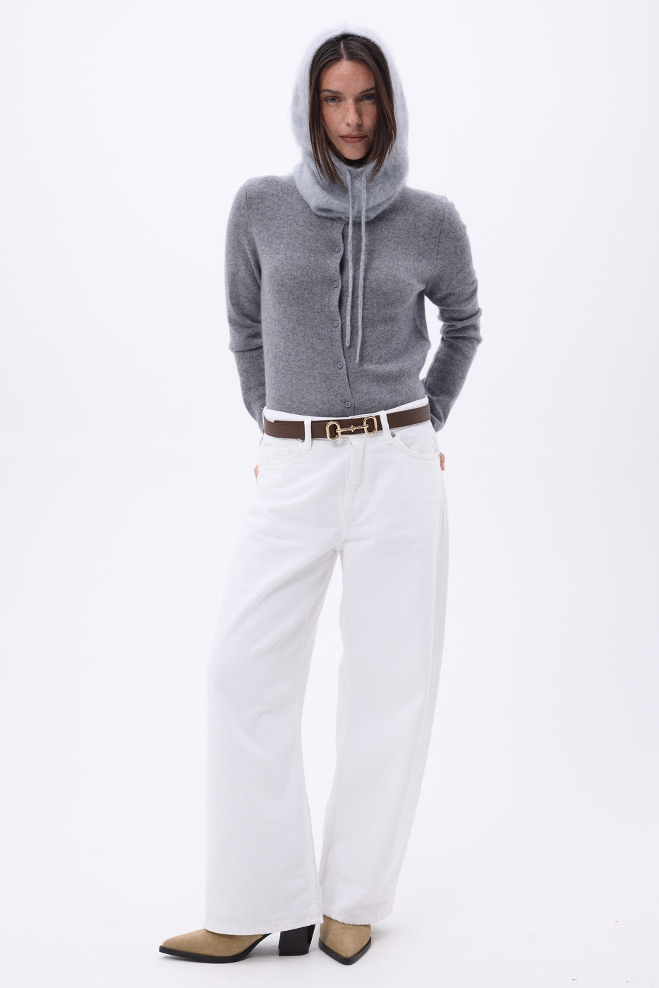 Cagoule – Cachemire Brossé Alta - Gris Clair - Mixte