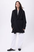 Alya Belted Oversize Cardigan - Navy Blue White - Women