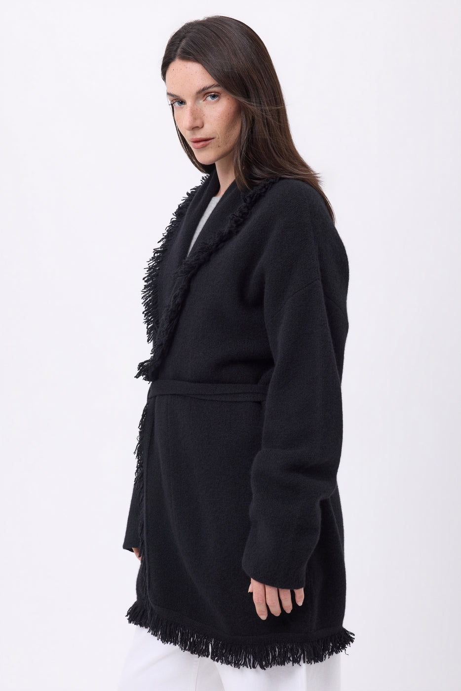 Alya Belted Oversized Cardigan - Black - Women