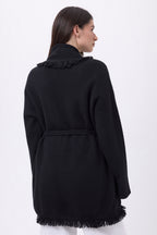 Alya Belted Oversized Cardigan - Black - Women
