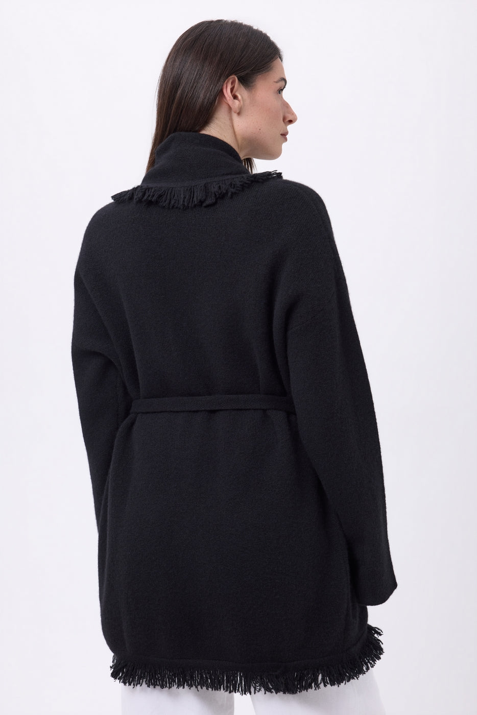 Alya Belted Oversized Cardigan - Black - Women