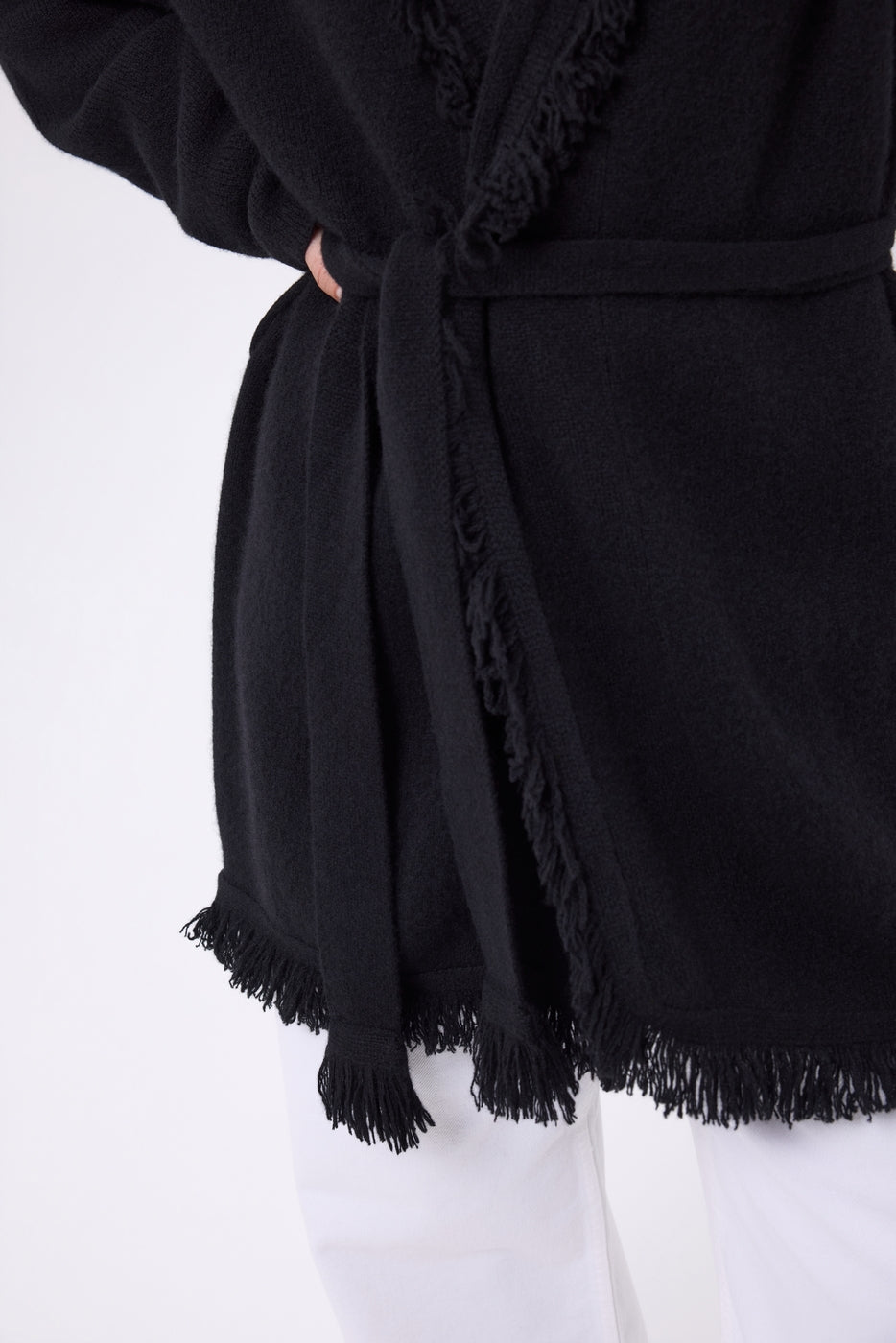 Alya Belted Oversized Cardigan - Black - Women