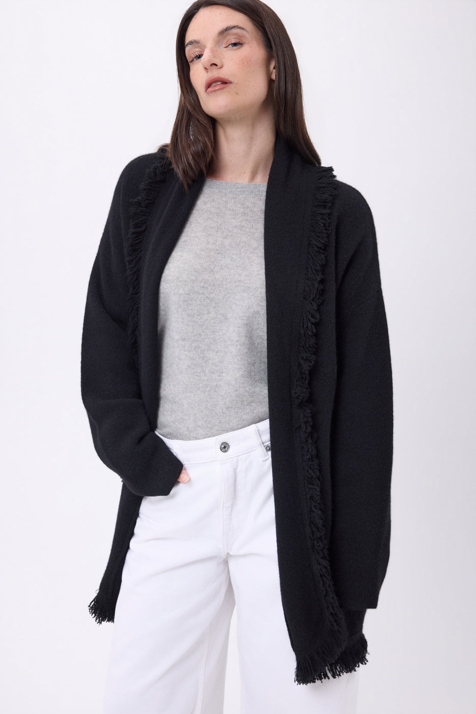 Alya Belted Oversized Cardigan - Black - Women