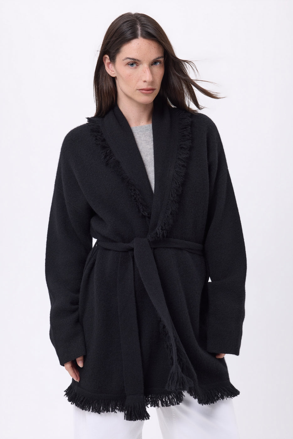 Alya Belted Oversized Cardigan - Black - Women