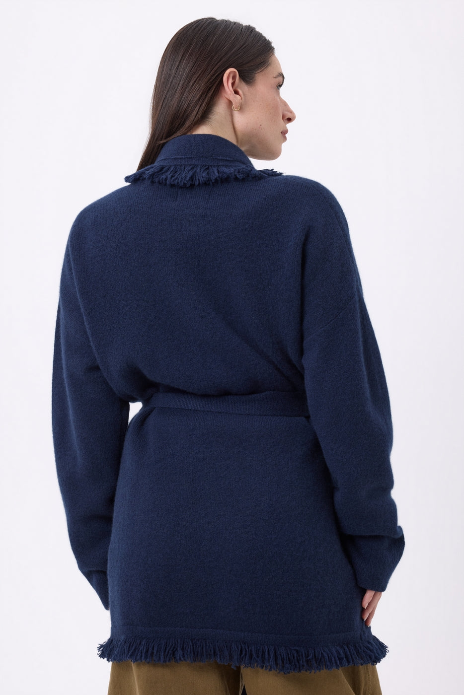 Gilet Oversize À Ceinture Alya - Bleu Marine - Femme