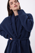 Gilet Oversize À Ceinture Alya - Bleu Marine - Femme